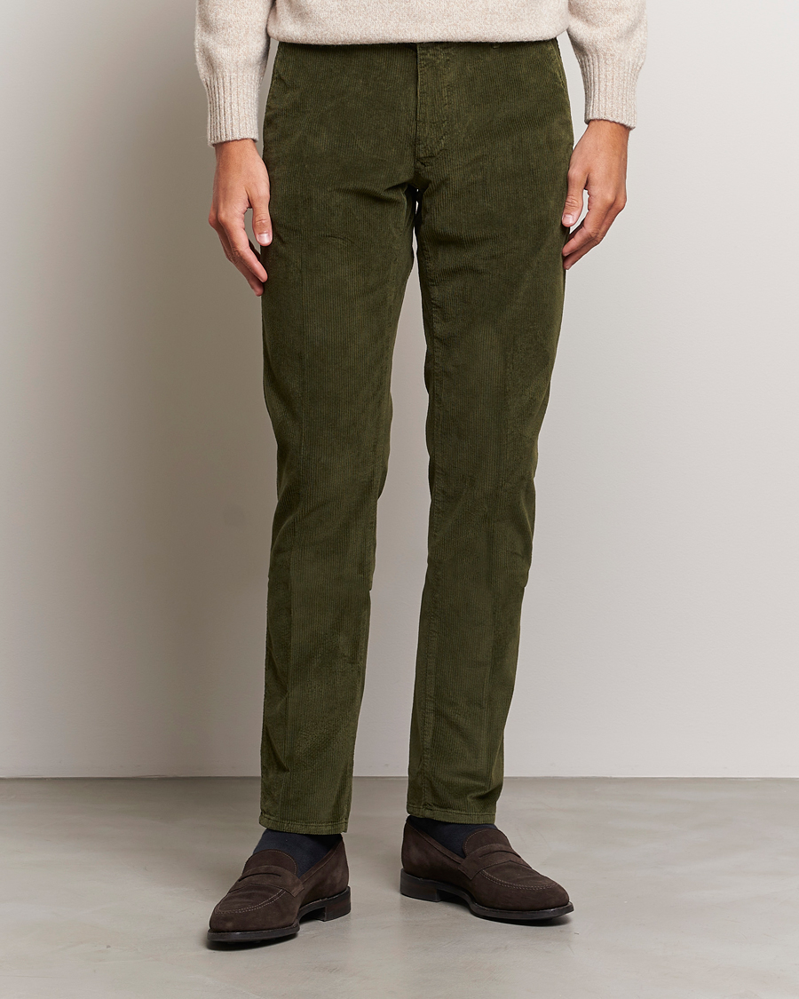 Herre | Cordfløyelsbukser | Incotex | Slim Fit Leisure Cord Slacks Forest Green
