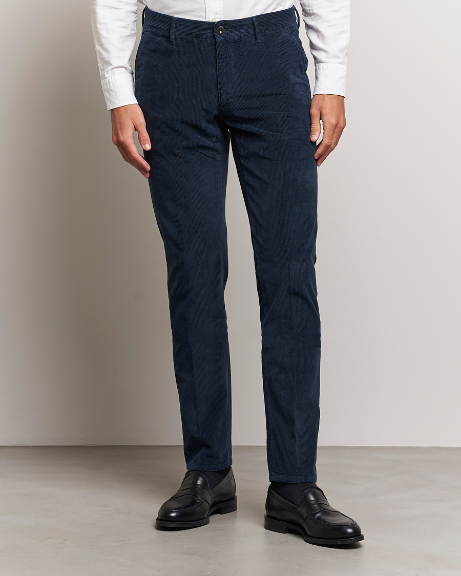 Herre | Bukser | Incotex | Slim Fit Leisure Cord Slacks Navy
