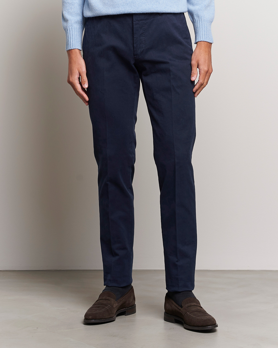 Herre | Incotex | Incotex | Slim Fit Cotton Stretch Chinos Navy