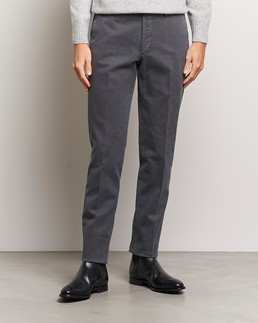 Herre | Bukser | Incotex | Regular Fit Cotton Chinos Dark Grey