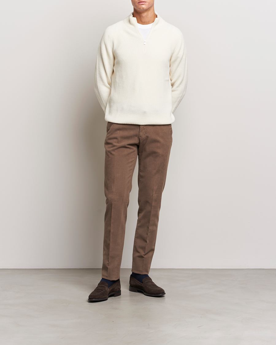 Herre | Bukser | Incotex | Slim Fit Luxury Moleskine Trousers Taupe