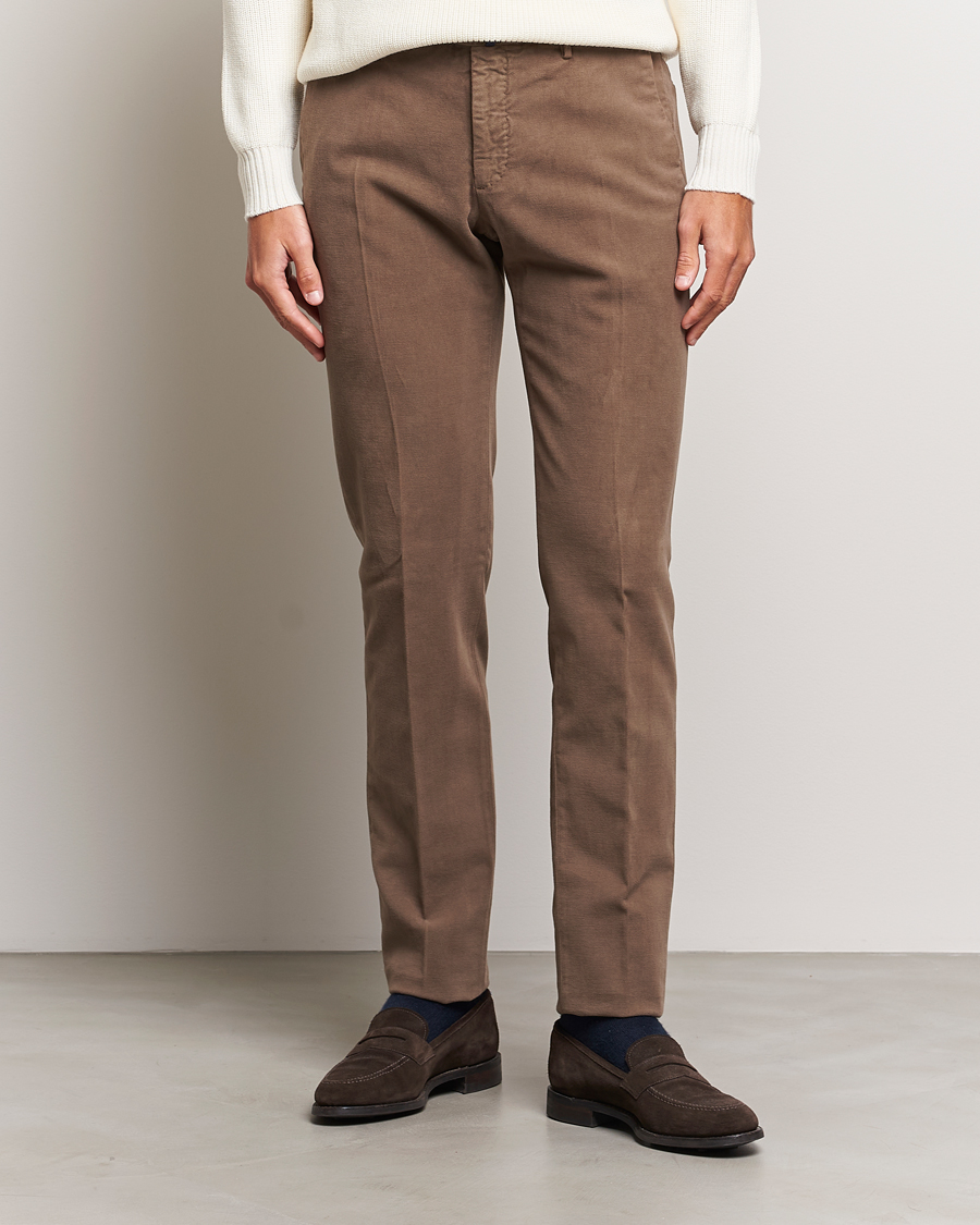Herre |  | Incotex | Slim Fit Luxury Moleskine Trousers Taupe