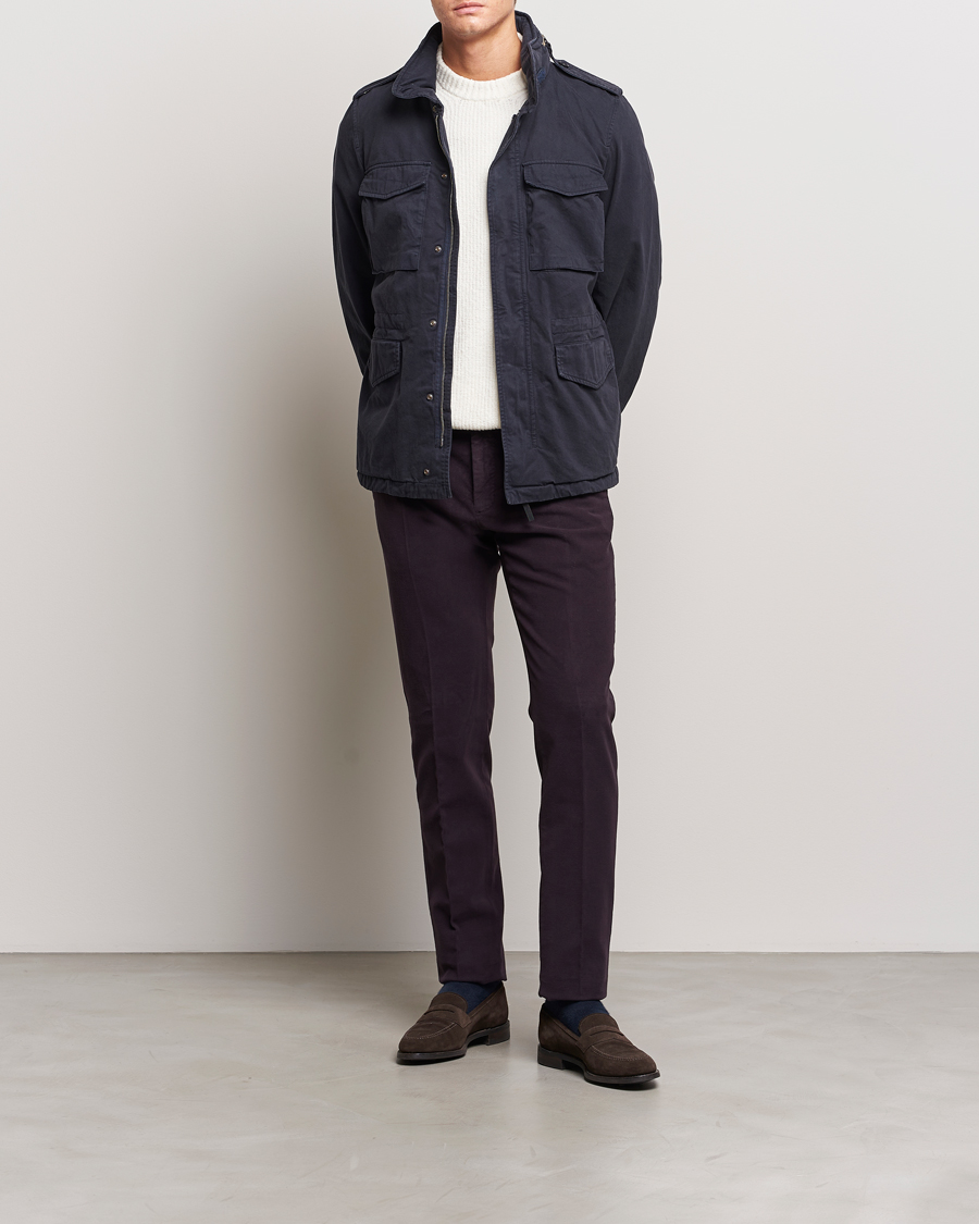 Herre | Bukser | Incotex | Slim Fit Luxury Moleskine Trousers Burgundy