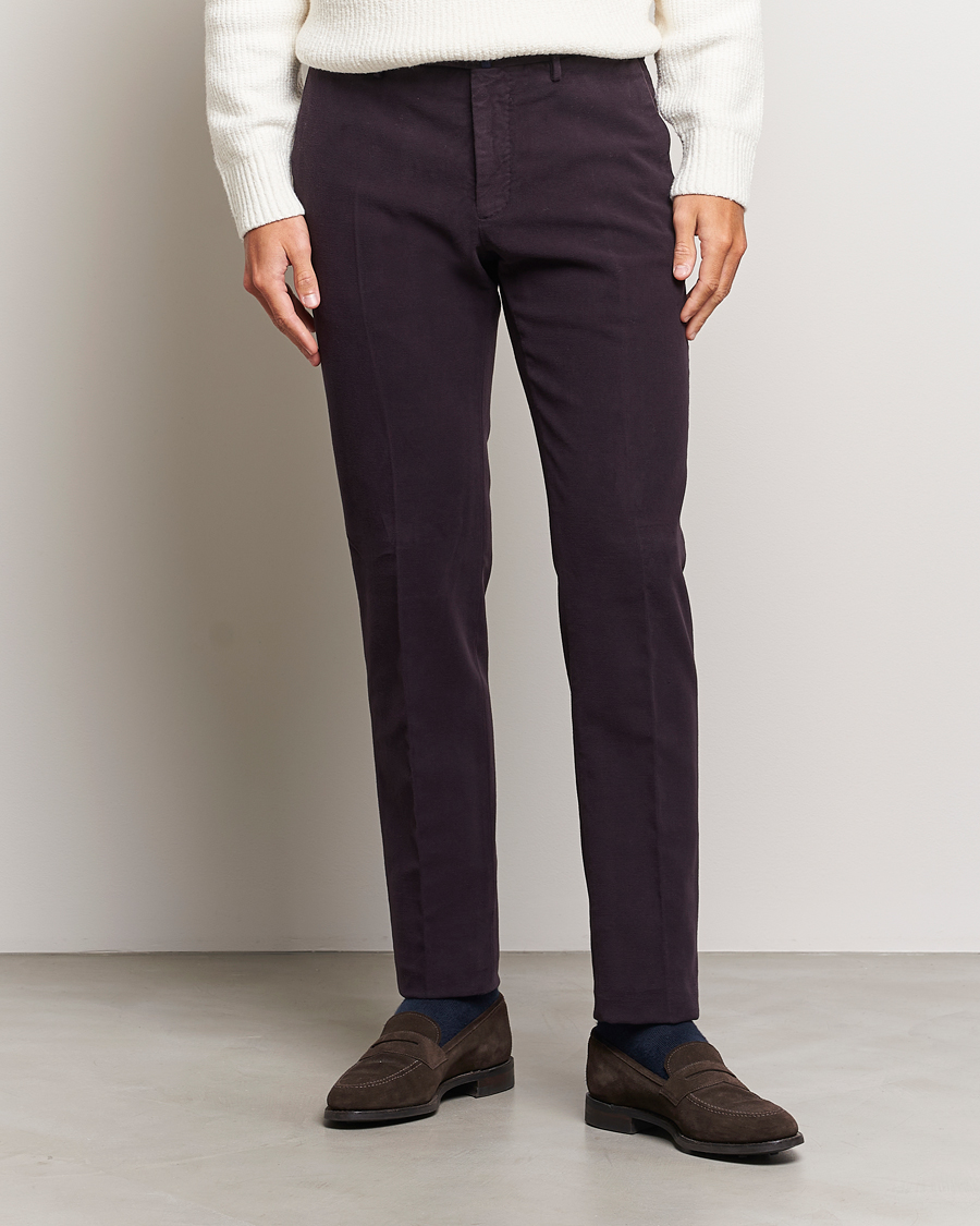 Herre | Incotex | Incotex | Slim Fit Luxury Moleskine Trousers Burgundy