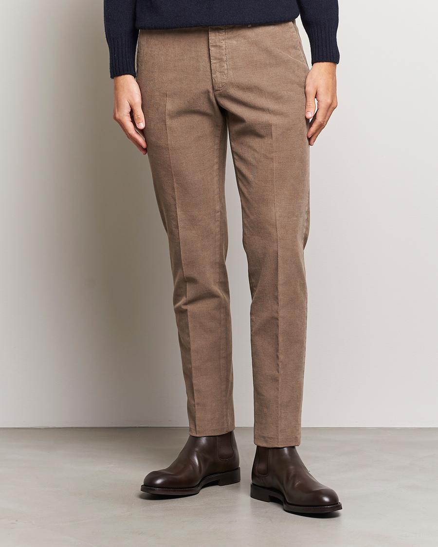 Herre |  | Incotex | Slim Fit Soft Corduroy Trousers Taupe