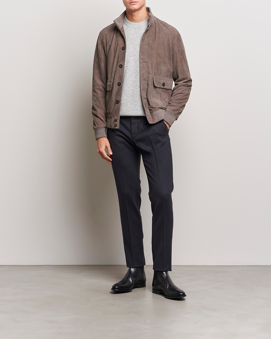 Herre | Bukser | Incotex | Slim Fit Washable Flannel Trousers Navy
