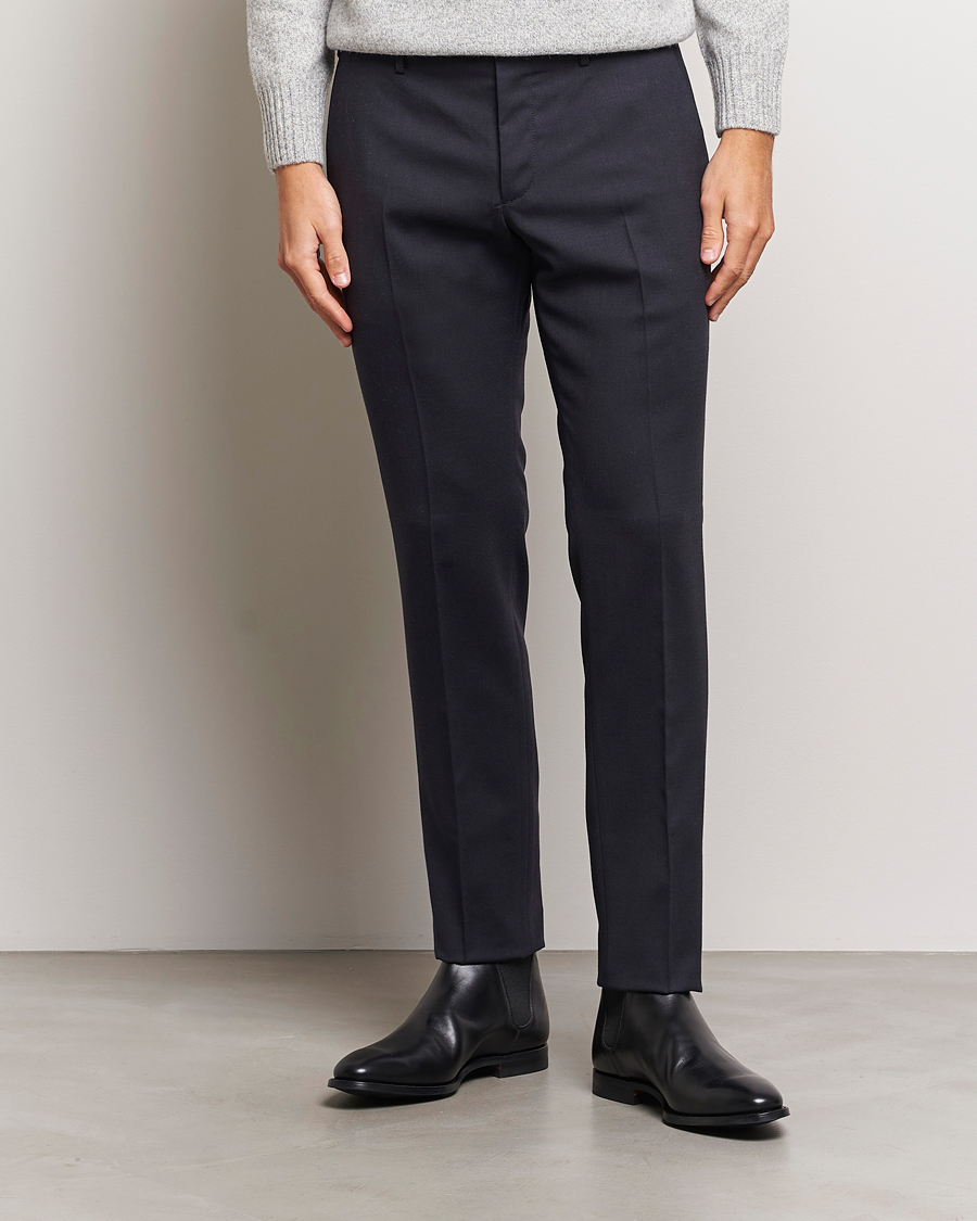 Herre | Avdelinger | Incotex | Slim Fit Washable Flannel Trousers Navy