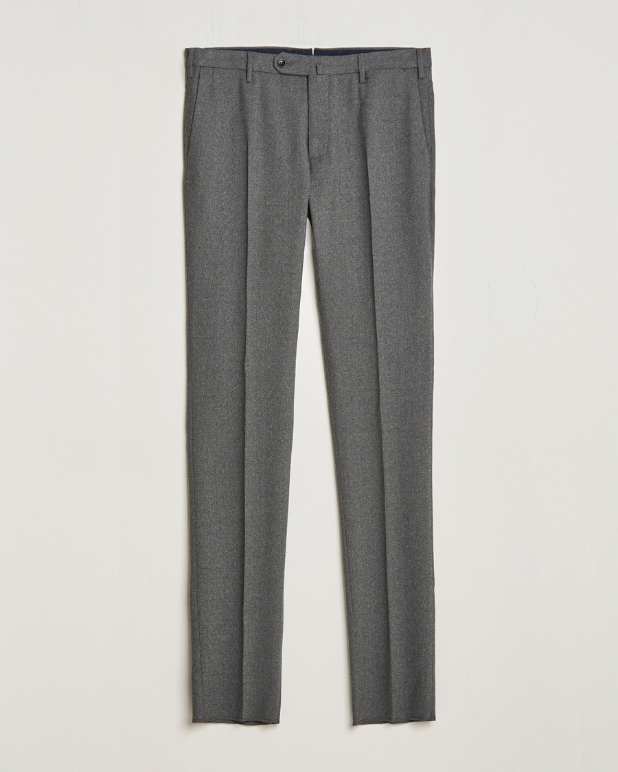Herre |  | Incotex | Slim Fit Washable Flannel Trousers Grey Melange
