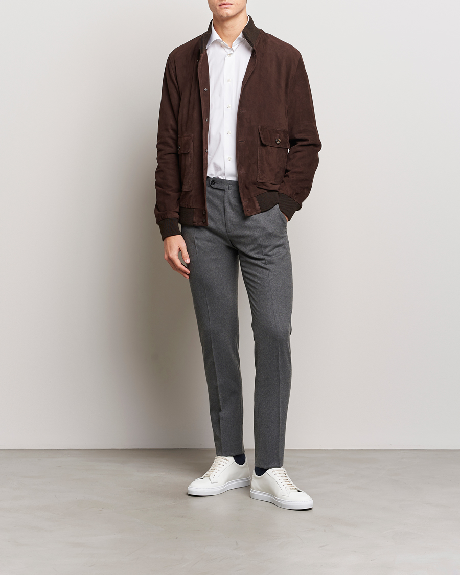 Herre | Bukser | Incotex | Slim Fit Washable Flannel Trousers Grey Melange