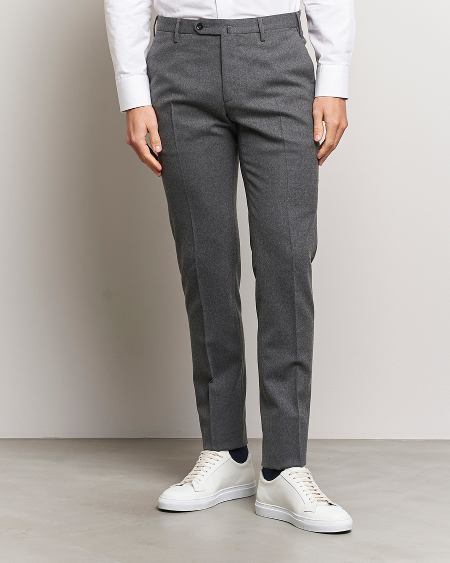 Herre | Avdelinger | Incotex | Slim Fit Washable Flannel Trousers Grey Melange