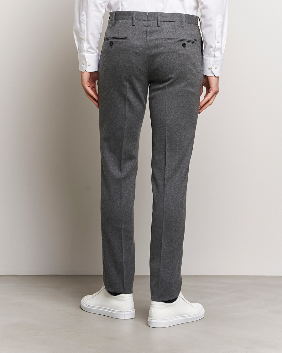 Herre | Bukser | Incotex | Slim Fit Washable Flannel Trousers Grey Melange