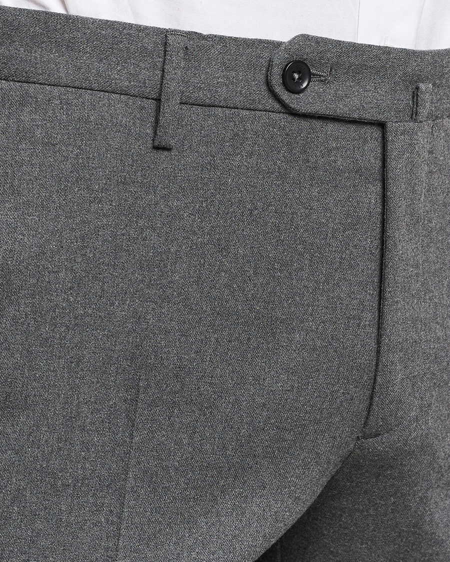 Herre | Bukser | Incotex | Slim Fit Washable Flannel Trousers Grey Melange