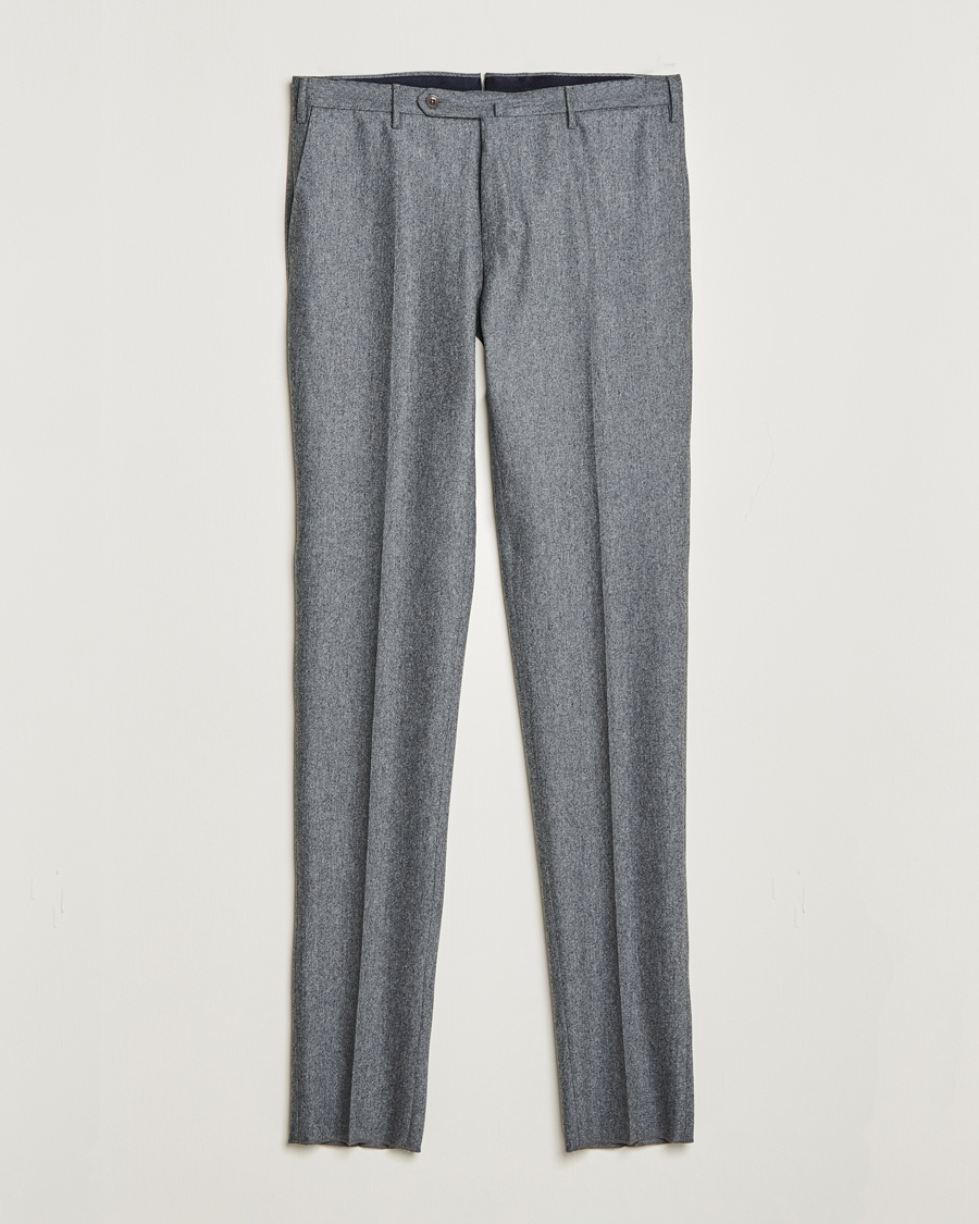 Herre | | Incotex | Slim Fit Carded Flannel Trousers Grey Melange