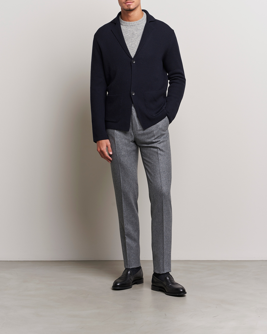Herre | Bukser | Incotex | Slim Fit Carded Flannel Trousers Grey Melange