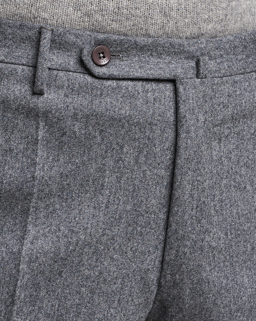 Herre | Bukser | Incotex | Slim Fit Carded Flannel Trousers Grey Melange