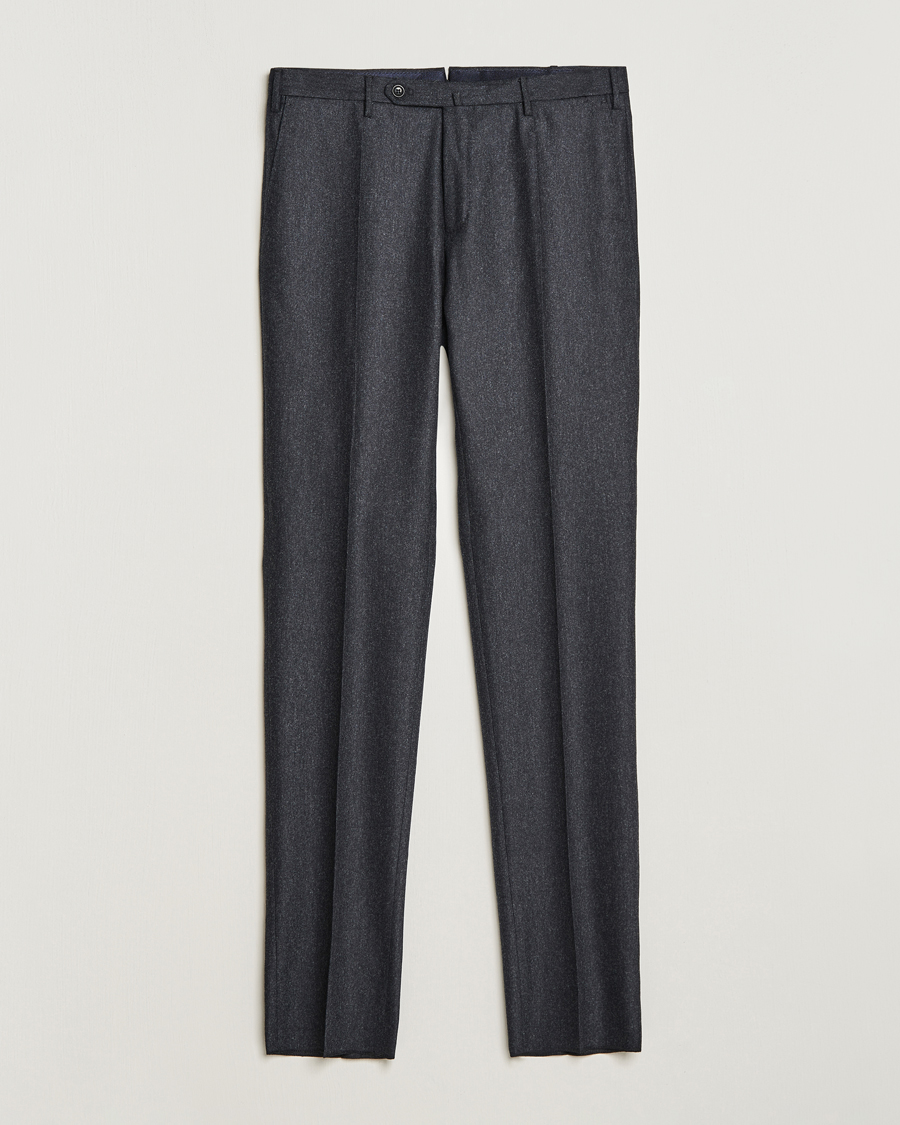 Herre | Bukser | Incotex | Slim Fit Carded Flannel Trousers Dark Grey