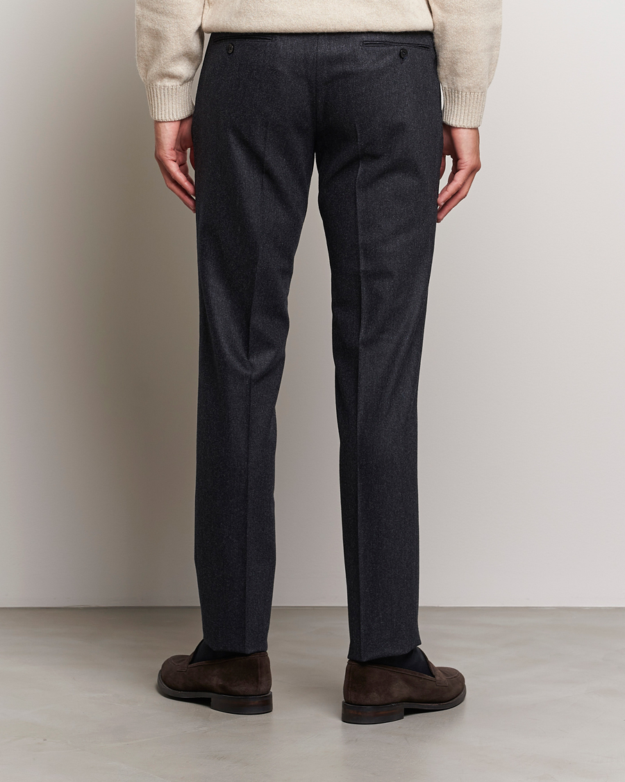 Herre | Bukser | Incotex | Slim Fit Carded Flannel Trousers Dark Grey