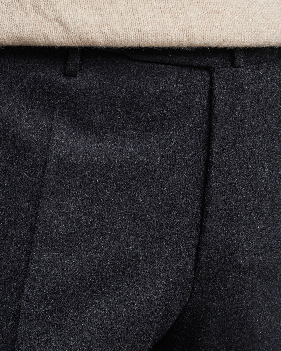 Herre | Bukser | Incotex | Slim Fit Carded Flannel Trousers Dark Grey