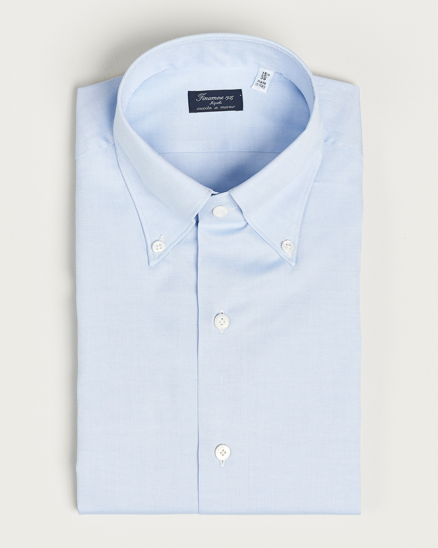 Herre | Businesskjorter | Finamore Napoli | Milano Slim Oxford Button Down Shirt Light Blue