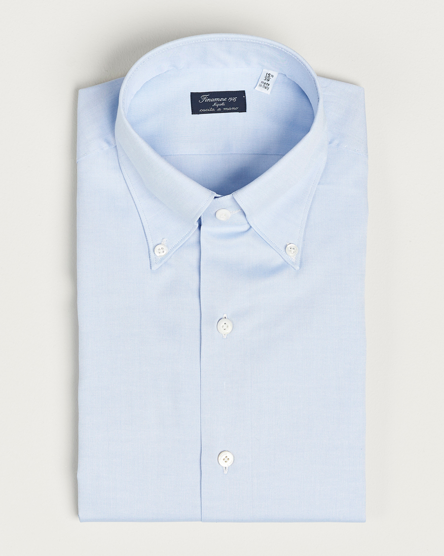 Herre | Skjorter | Finamore Napoli | Milano Slim Oxford Button Down Shirt Light Blue