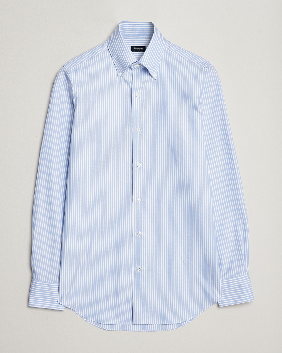 Herre | Skjorter | Finamore Napoli | Milano Slim Oxford Button Down Shirt Blue Stripe