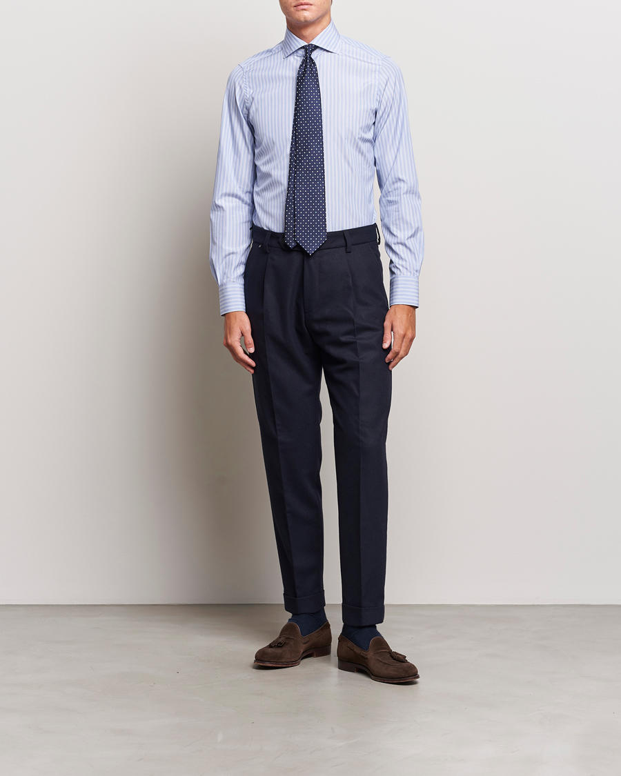 Herre | Skjorter | Finamore Napoli | Milano Slim Giza 170 Dress Shirt Light Blue