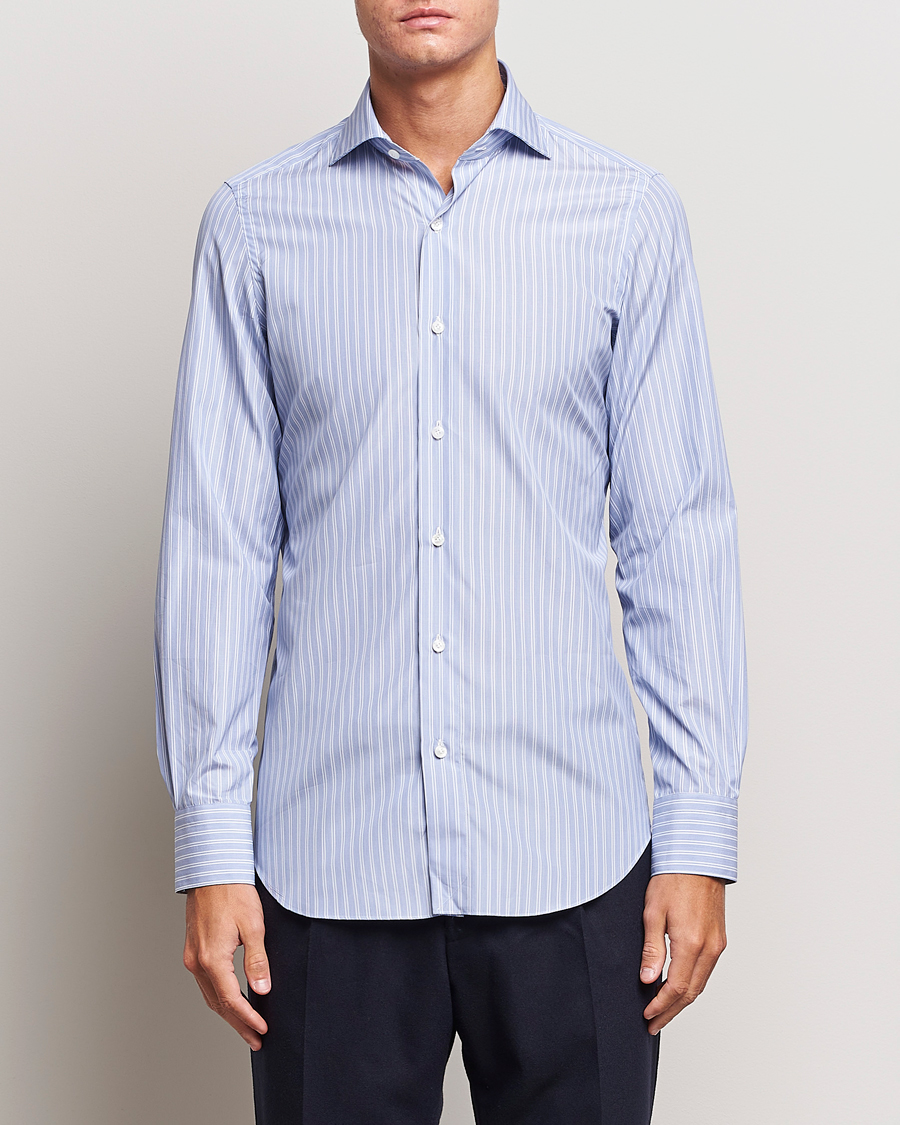 Herre | Skjorter | Finamore Napoli | Milano Slim Giza 170 Dress Shirt Light Blue