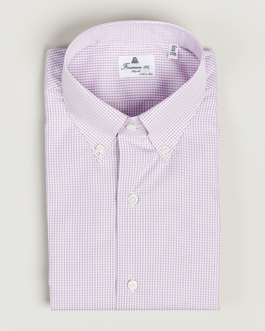 Herre | Businesskjorter | Finamore Napoli | Milano Slim Giza 170 Button Down Shirt Pink