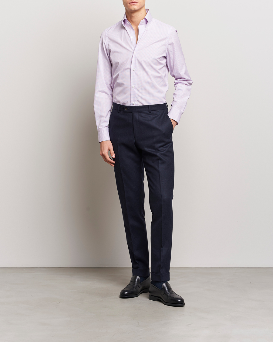 Herre | Skjorter | Finamore Napoli | Milano Slim Giza 170 Button Down Shirt Pink