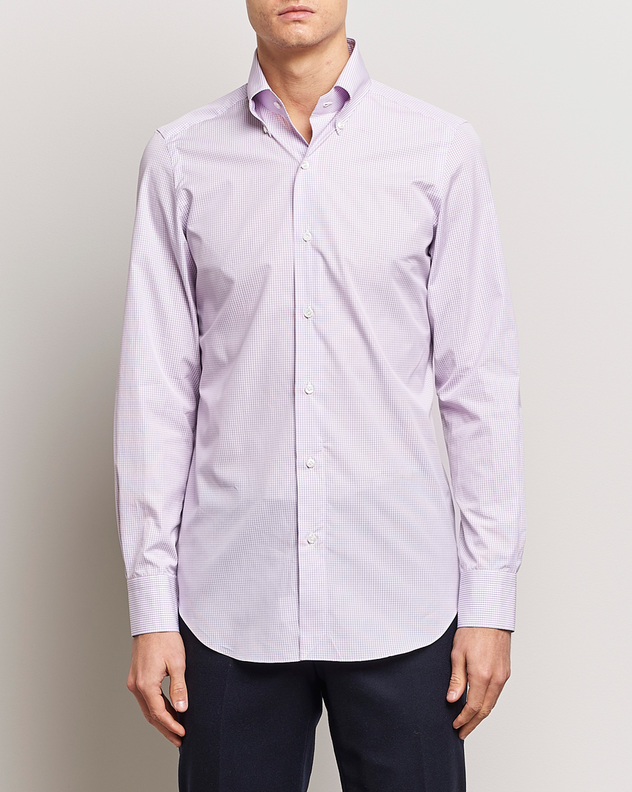 Herre |  | Finamore Napoli | Milano Slim Giza 170 Button Down Shirt Pink