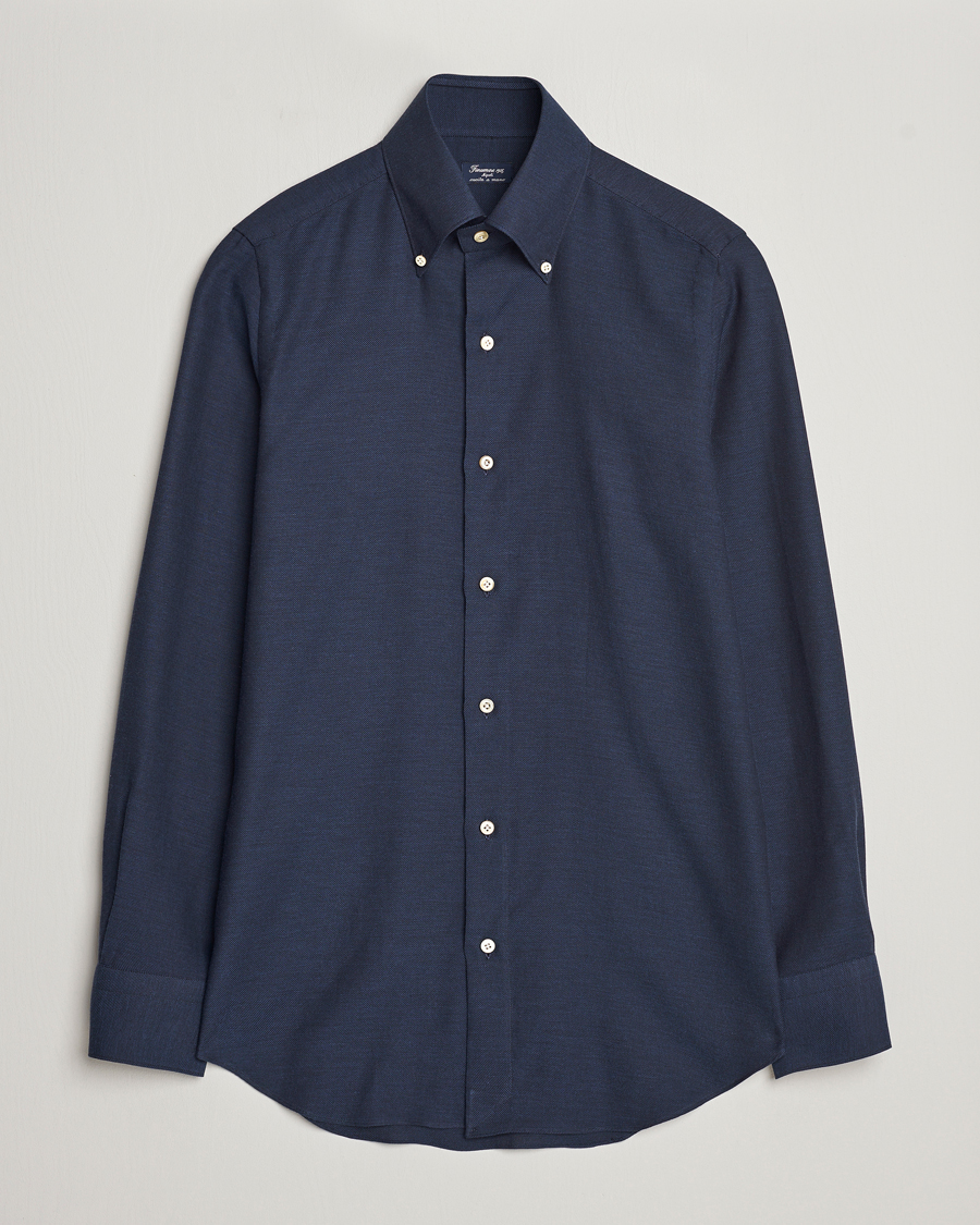 Herre | Skjorter | Finamore Napoli | Milano Slim Cashmere BD Shirt Navy