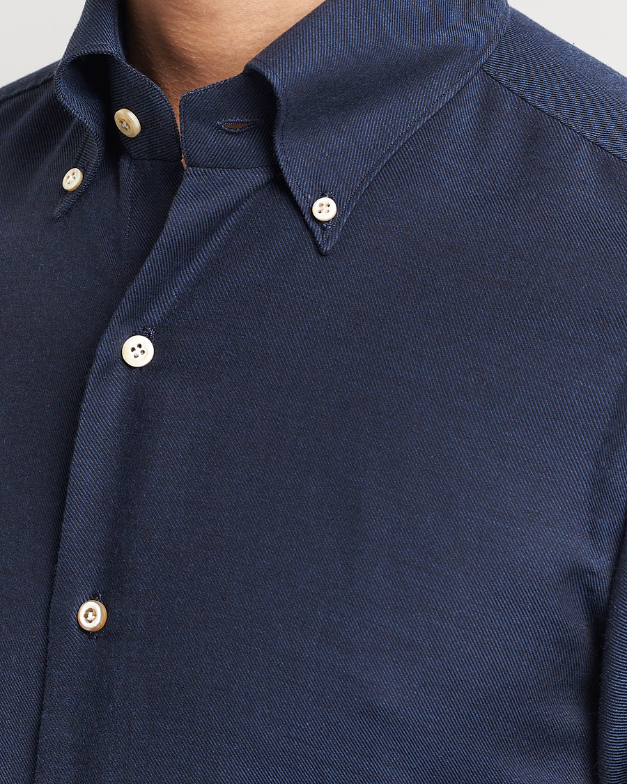 Herre | Skjorter | Finamore Napoli | Milano Slim Cashmere BD Shirt Navy