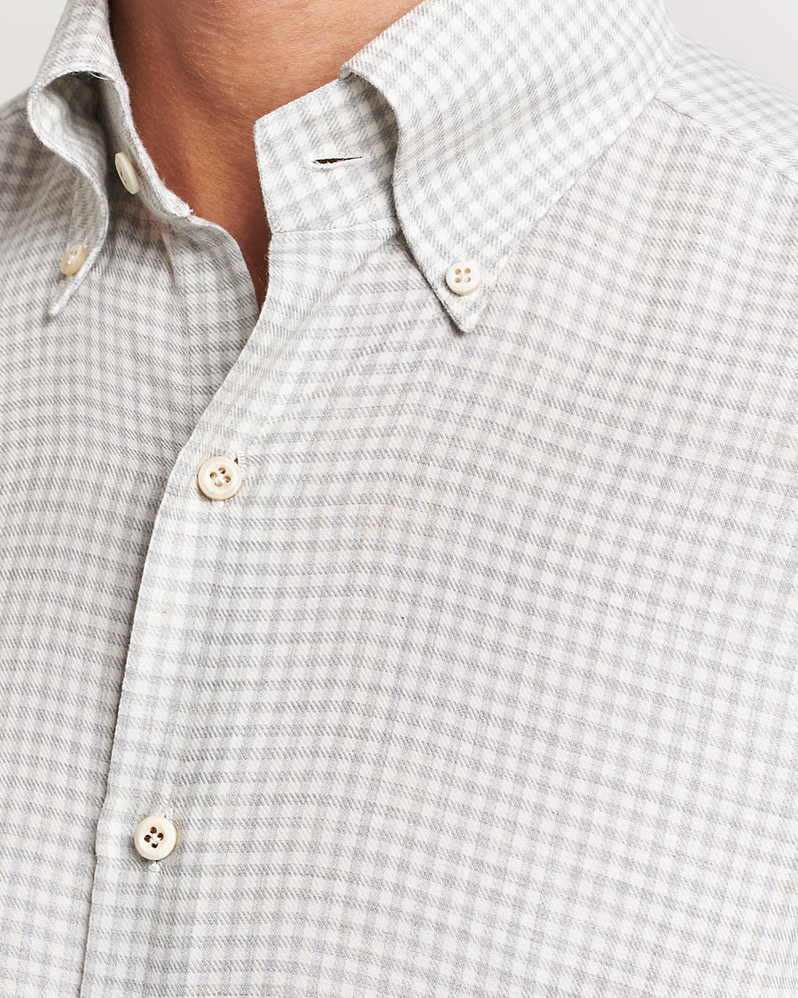 Herre | Skjorter | Finamore Napoli | Milano Slim Cashmere BD Shirt Light Grey
