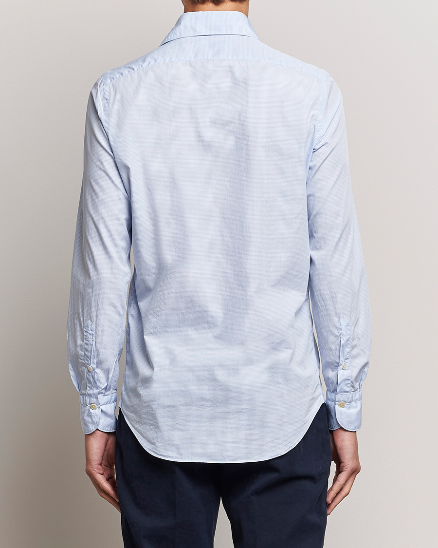 Herre | Skjorter | Finamore Napoli | Milano Slim Washed Dress Shirt Blue Check