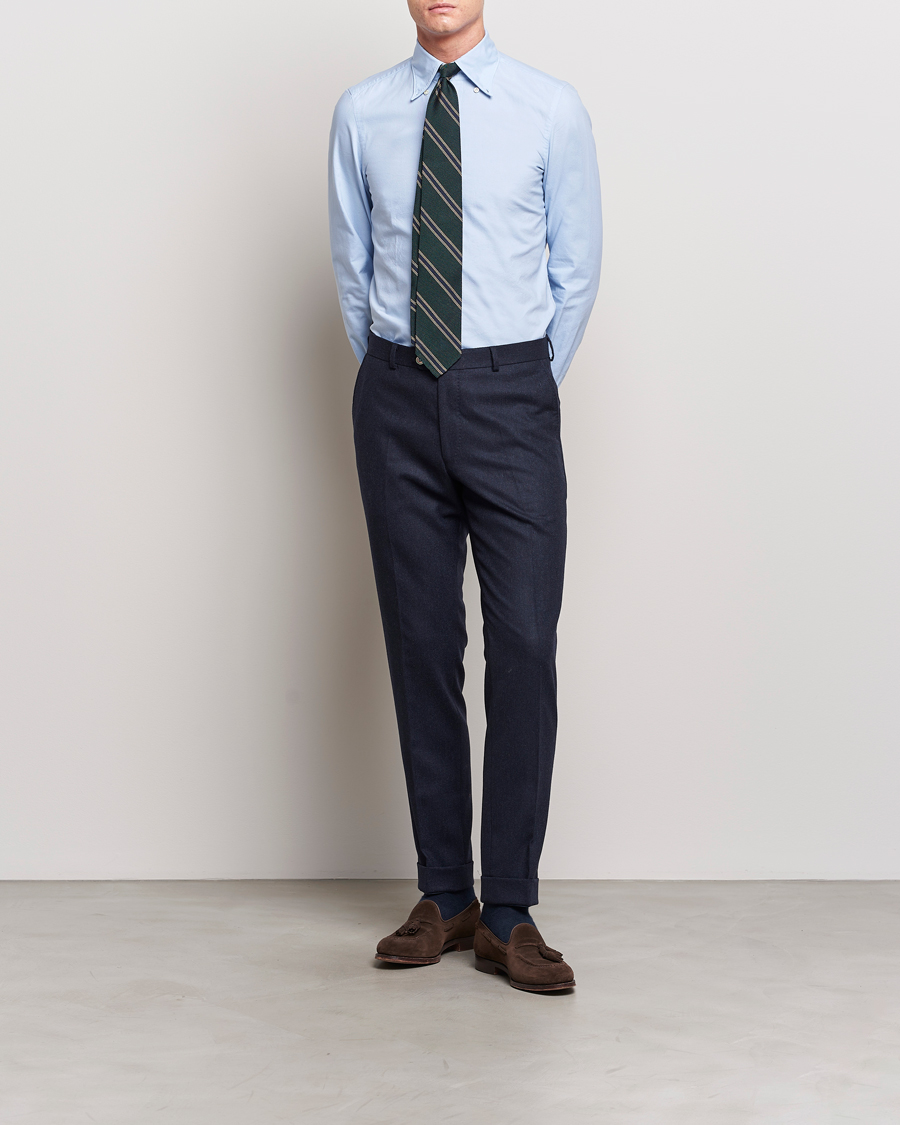 Herre | Skjorter | Finamore Napoli | Tokyo Slim Oxford Button Down Shirt Light Blue