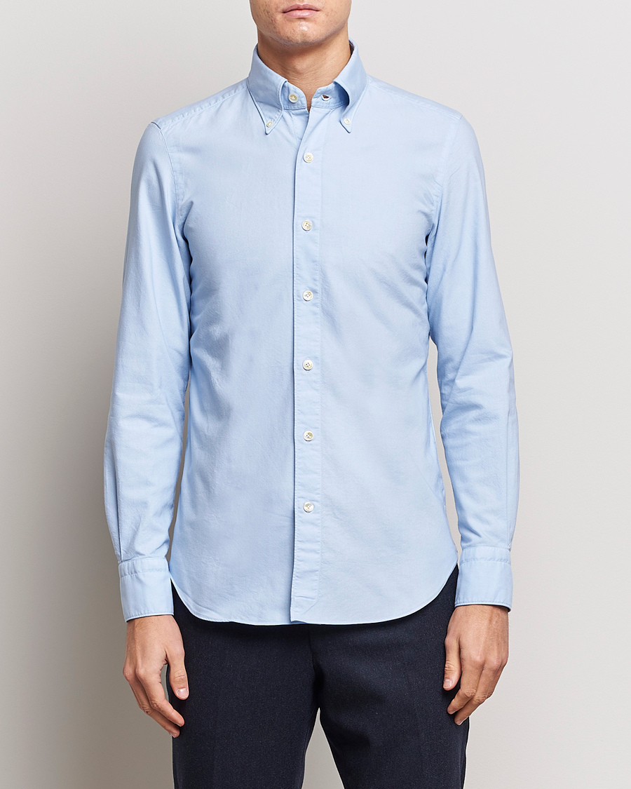 Herre |  | Finamore Napoli | Tokyo Slim Oxford Button Down Shirt Light Blue
