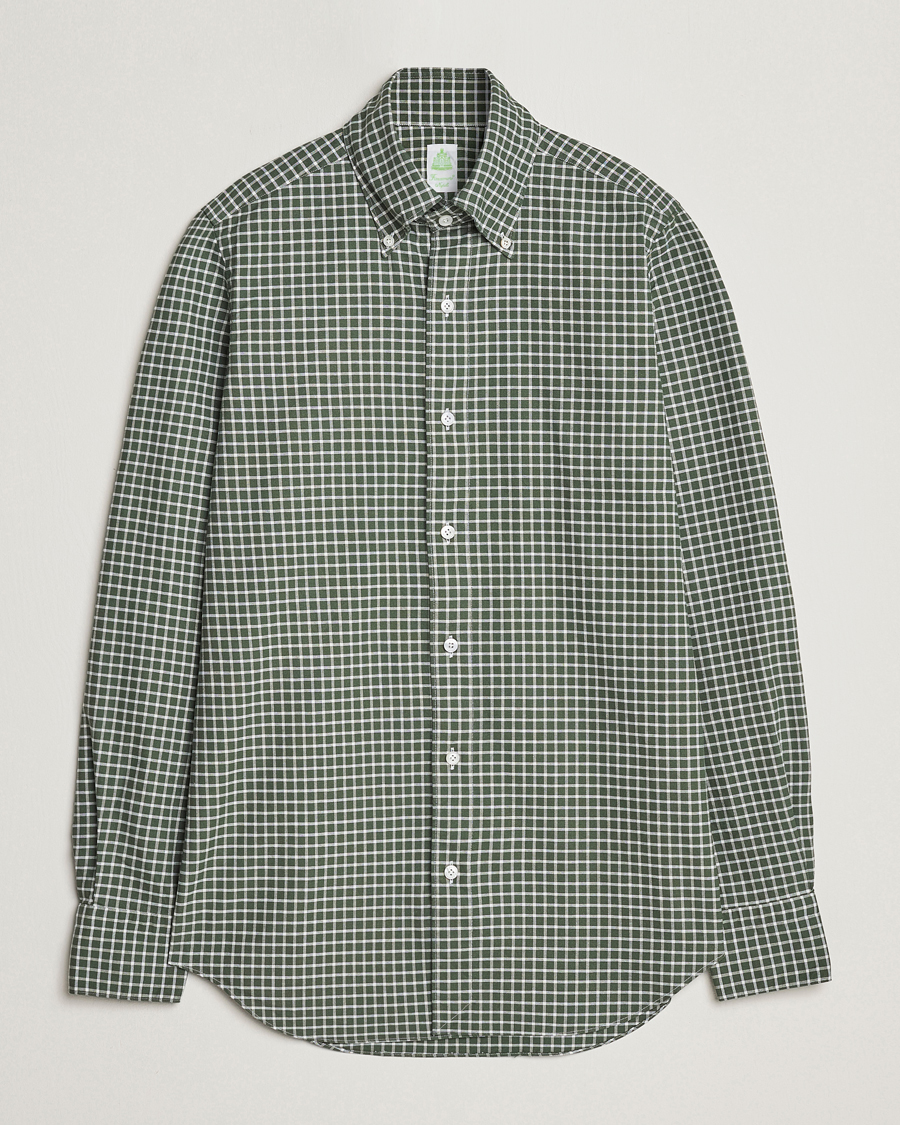 Herre | Skjorter | Finamore Napoli | Tokyo Slim Oxford Button Down Shirt Green Check