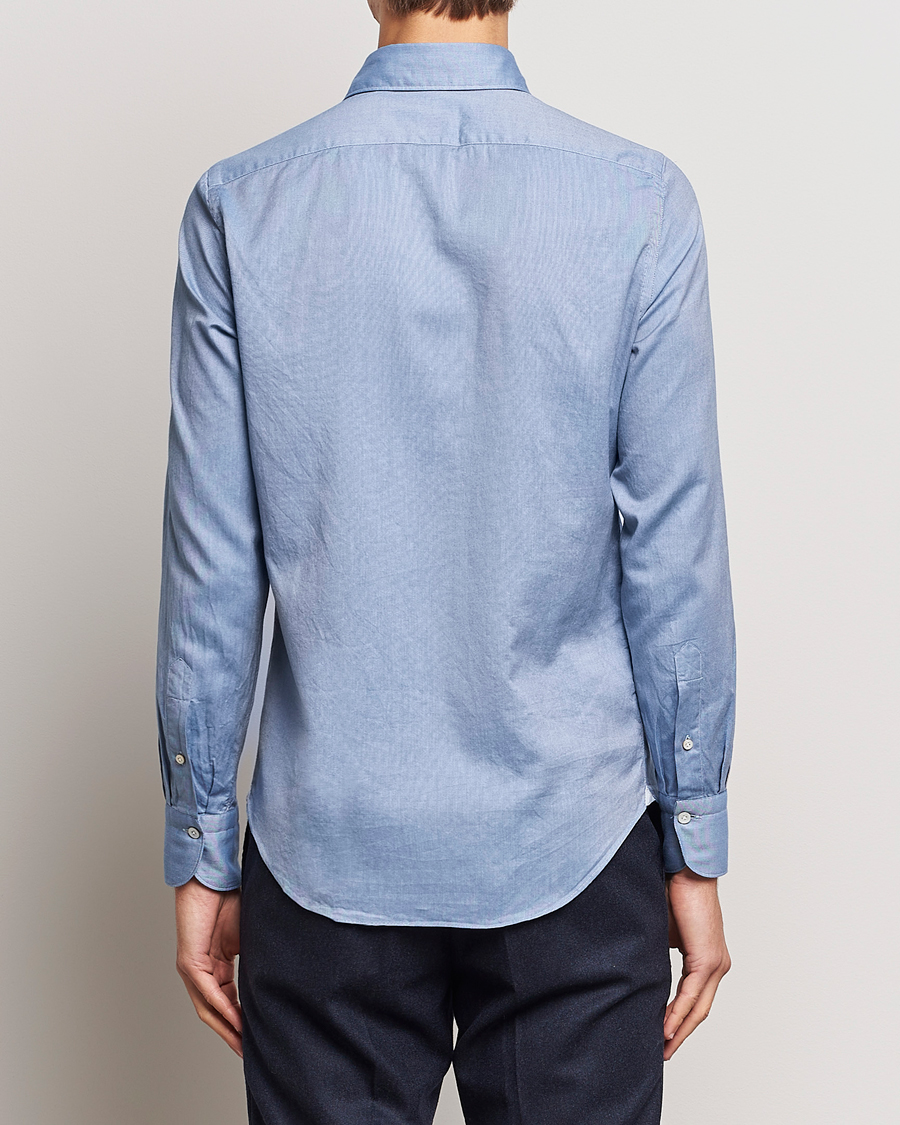 Herre | Skjorter | Finamore Napoli | Tokyo Slim Flannel Shirt Light Blue