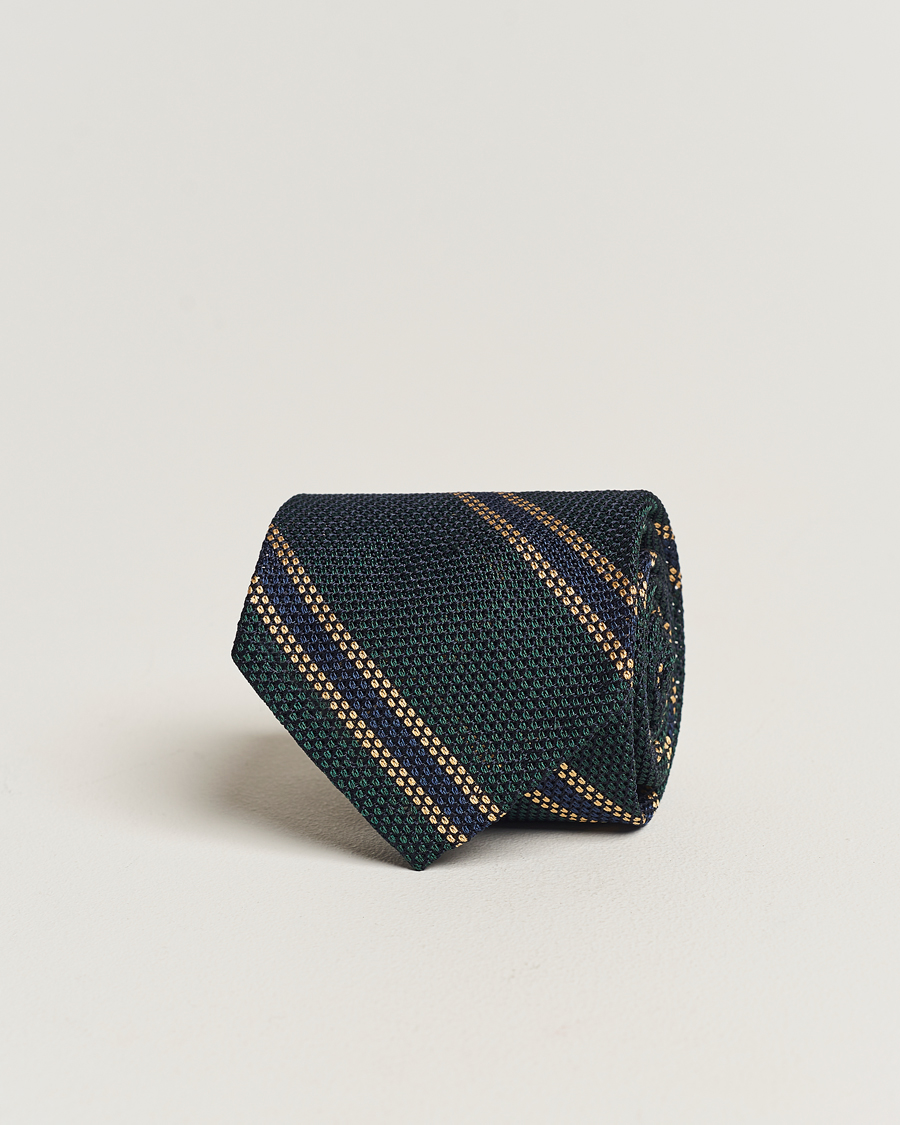 Herre | | Finamore Napoli | Regimental Grenadine Silk Tie Green/Navy