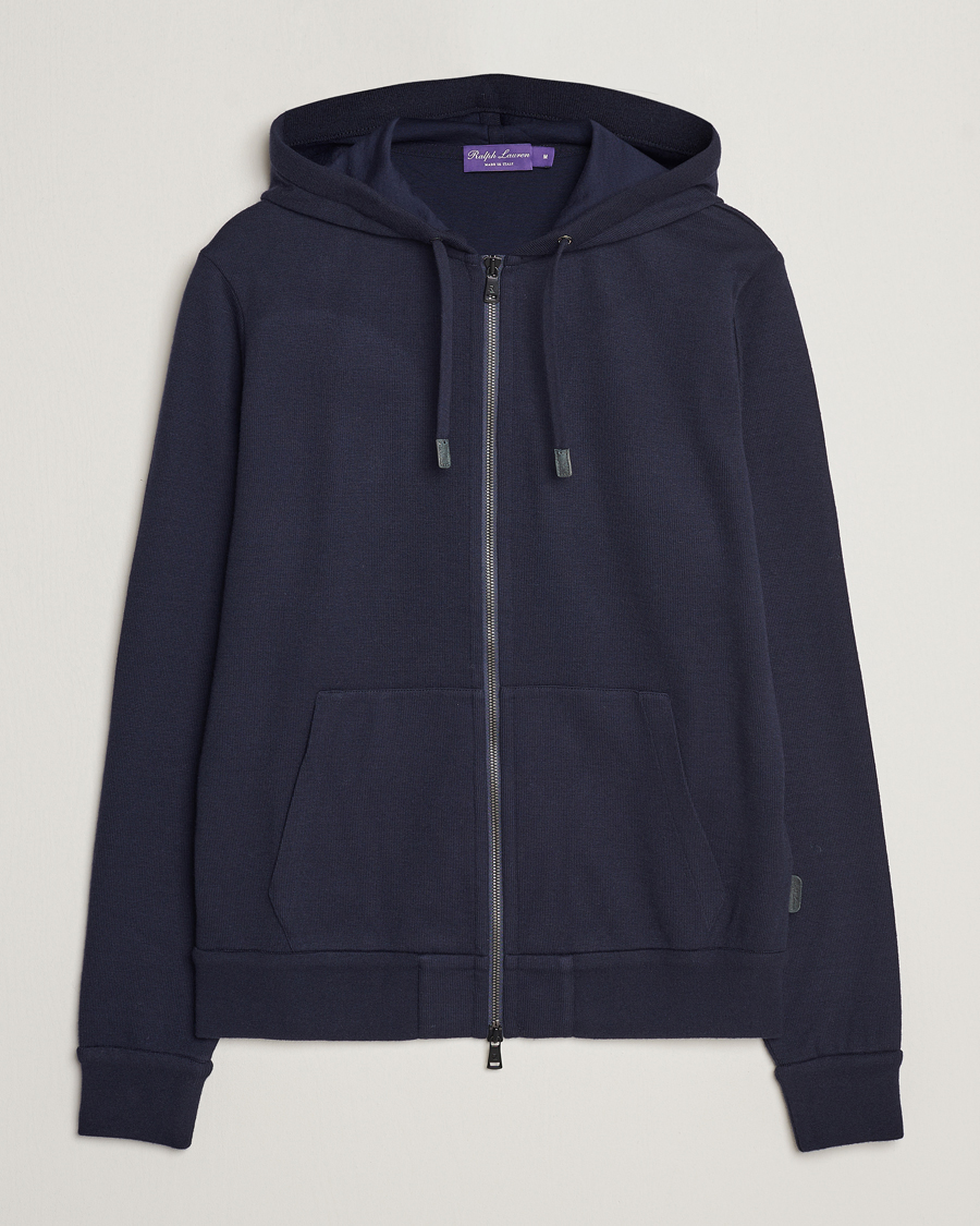 Herre |  | Ralph Lauren Purple Label | Luxury Fleece Full Zip Sweater Navy