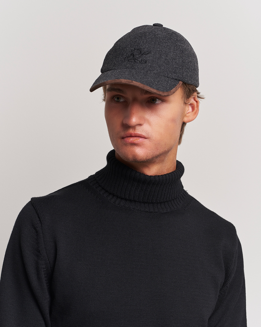 Herre |  | Ralph Lauren Purple Label | Herringbone Wool Baseball Cap Charcoal