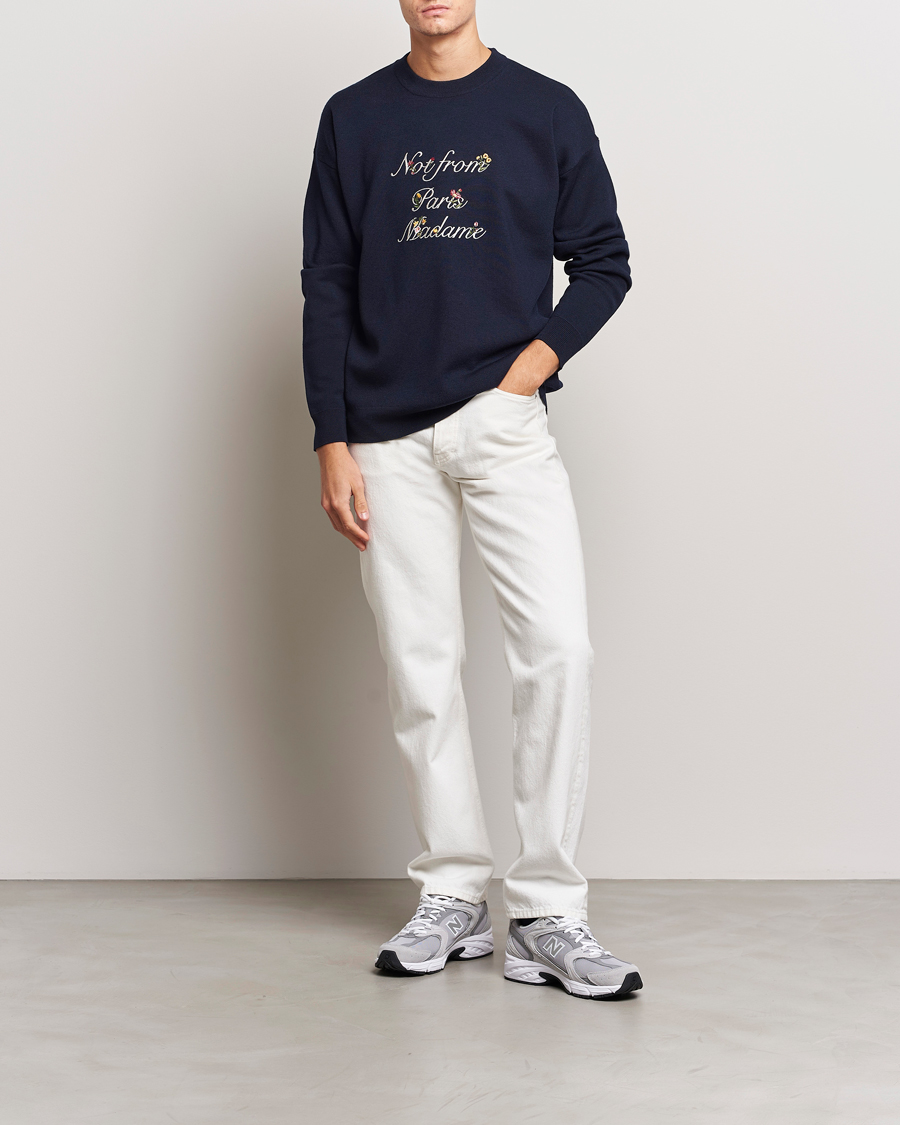 Herre | Gensere | Drôle de Monsieur | Flower Slogan Sweater Navy