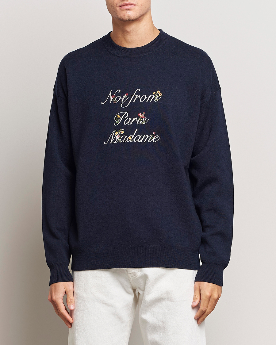 Herre | Gensere | Drôle de Monsieur | Flower Slogan Sweater Navy