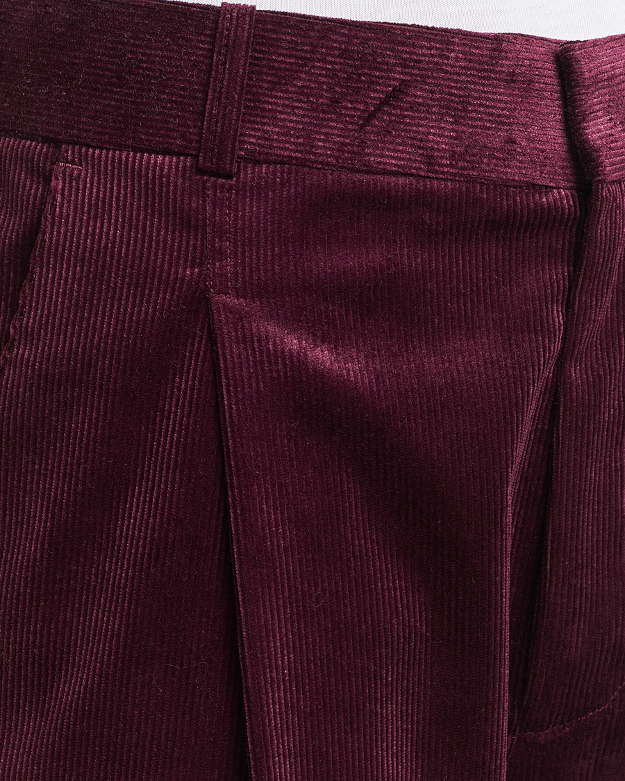 Herre | Bukser | Drôle de Monsieur | Pleated Corduroy Trousers Wine