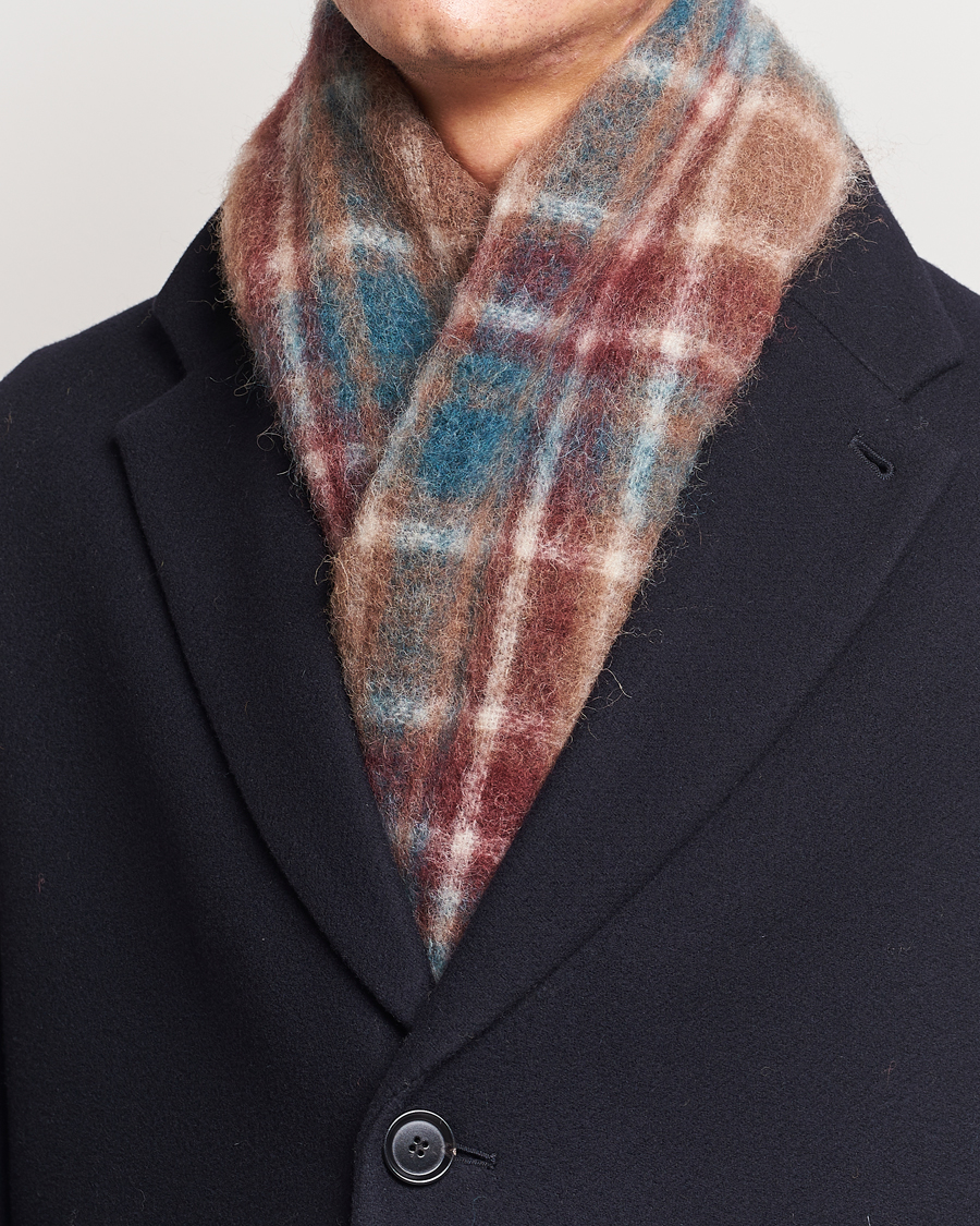 Herre | Drôle de Monsieur Mohair Check Scarf Brown/Blue | Drôle de Monsieur | Mohair Check Scarf Brown/Blue