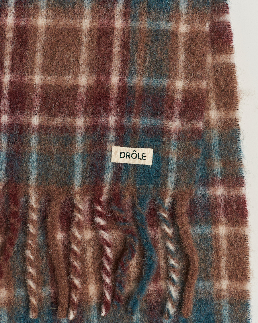Herre | Drôle de Monsieur Mohair Check Scarf Brown/Blue | Drôle de Monsieur | Mohair Check Scarf Brown/Blue