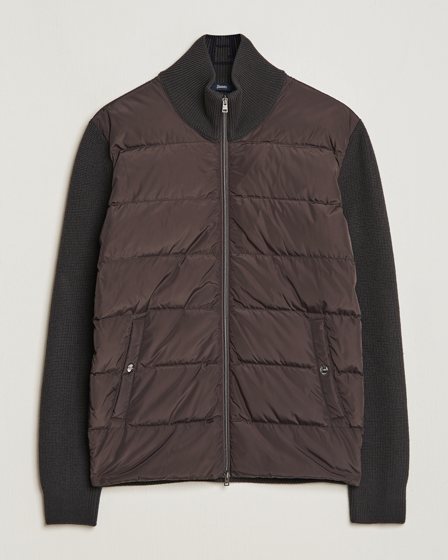 Herre | Jakker | Herno | Knitted Hybrid Jacket Marrone