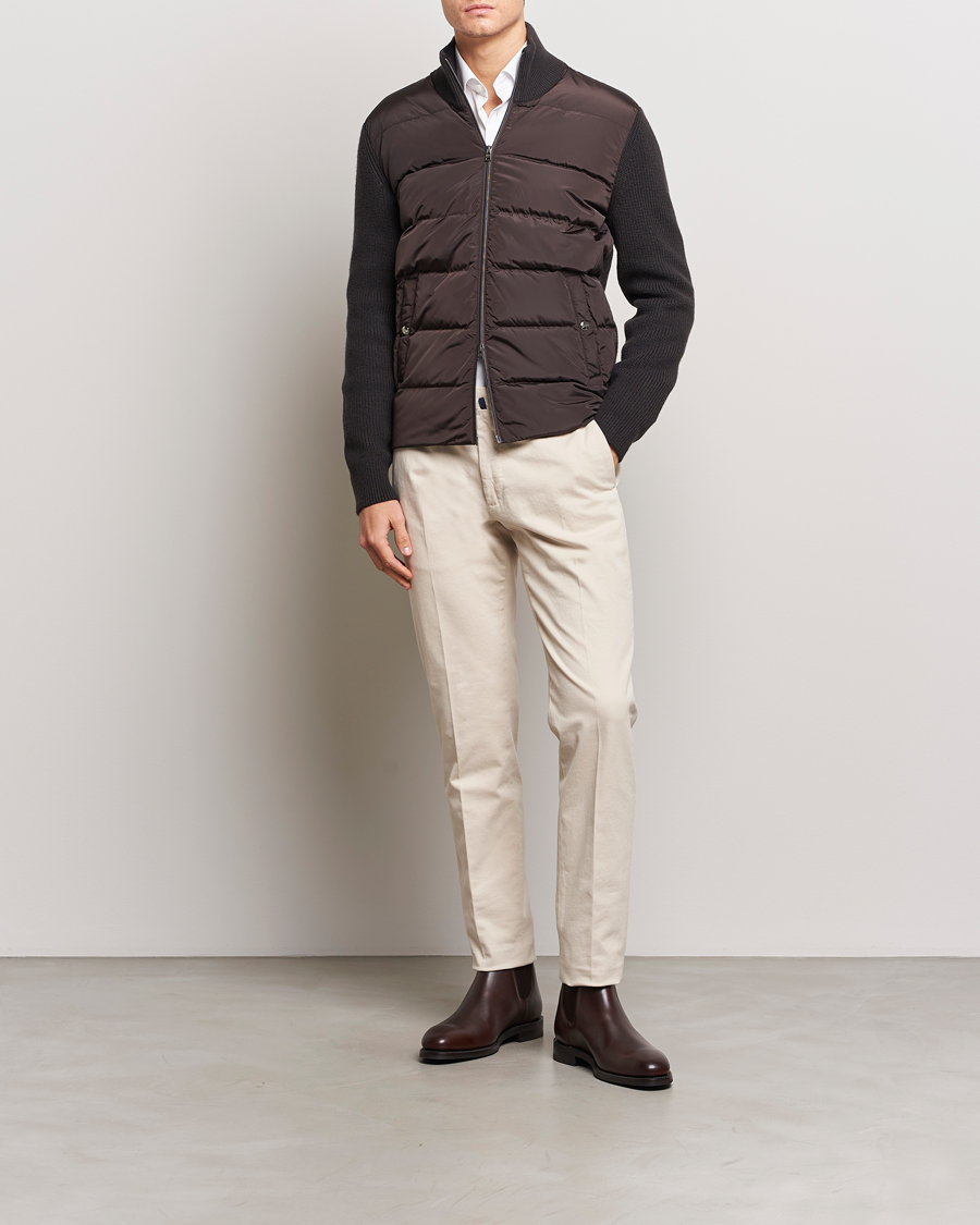 Herre | Jakker | Herno | Knitted Hybrid Jacket Marrone