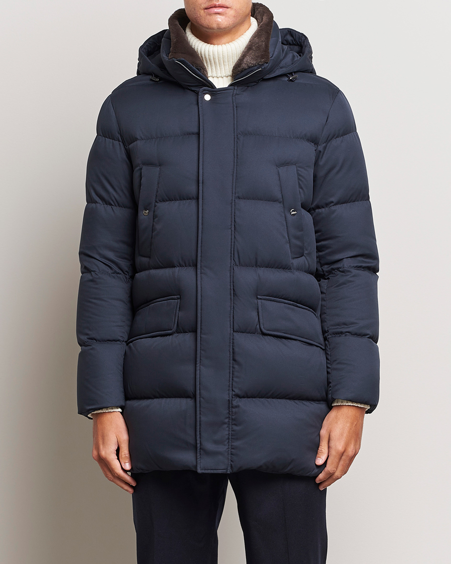 Herre | Jakker | Herno | Faux Fur Down Parka Navy