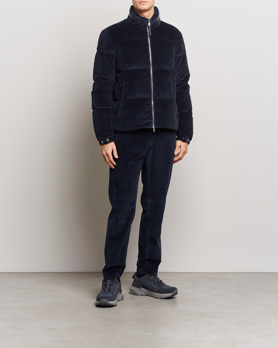 Herre | Jakker | Moncler | Besbre Corduroy Down Jacket Navy